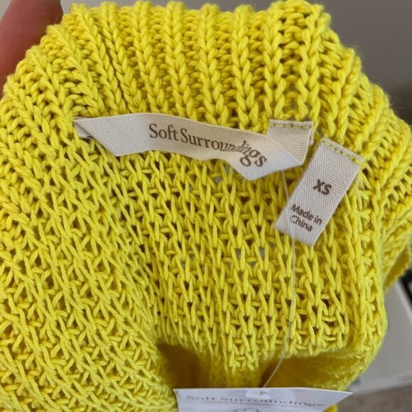 Soft Surroundings Cotton Blend Yellow Cold Shoulder Sweater XS - NEW - Picture 8 of 8